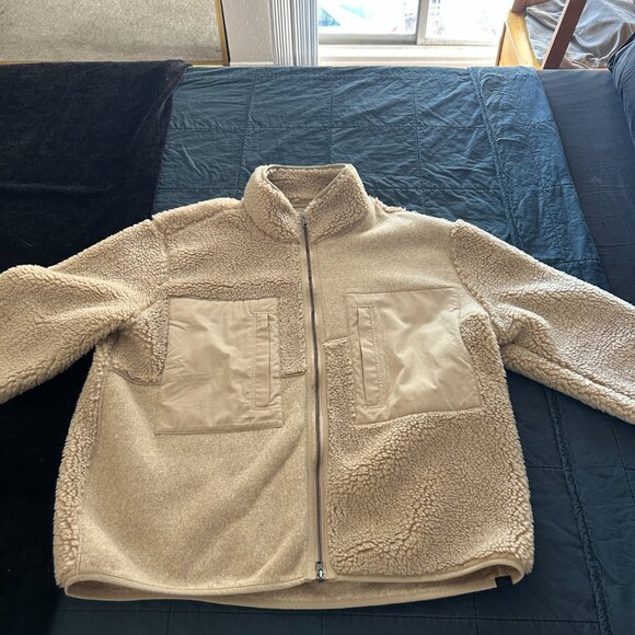 Todd Snyder Sherpa Full-Zip Jacket in Stone XL - Picture 3 of 8
